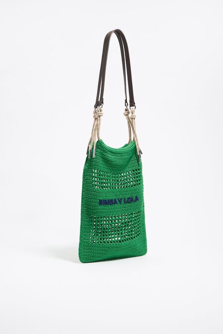 Sac à Main Hello 3am - Vert - Style Bandoulière - Crochet Et Paille - Vintage