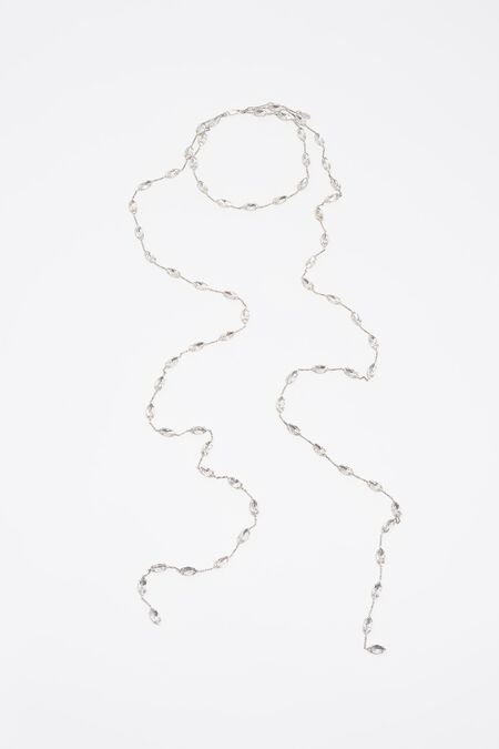 Crystals and aged silver-tone chain necklace