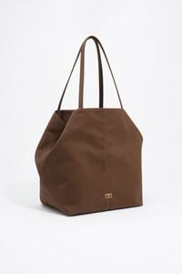 Dark khaki cotton maxi shopper bag