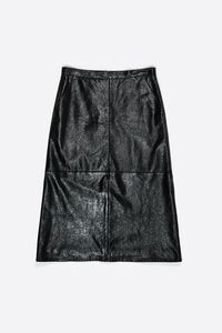 Falda midi piel l&iacute;nea A negro