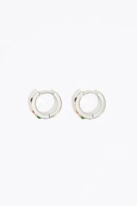 Pendientes aro peque&ntilde;o plateado con cristales multicolores