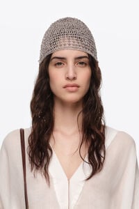 Silver beaded crochet skull cap