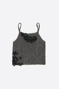 Dark gray mohair lace top