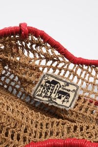 Large dark natural raffia-effect shopper bag