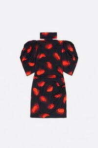 Red Plumas ruched shoulder mini dress