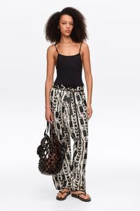 White fluid square-fit trousers with Moon stripes