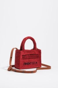 Red raffia plaited mini bag