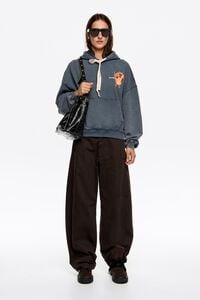 Gray-blue dachshund logo hoodie