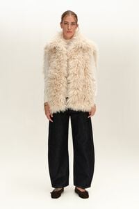 Ivory oversize fur vest