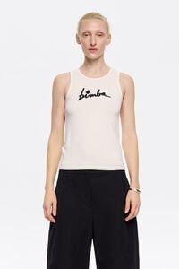 Camiseta logo abalorios marfil