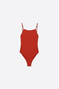 Red swimsuit with beads