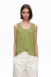 Camiseta tirantes li&ntilde;o lavado verde