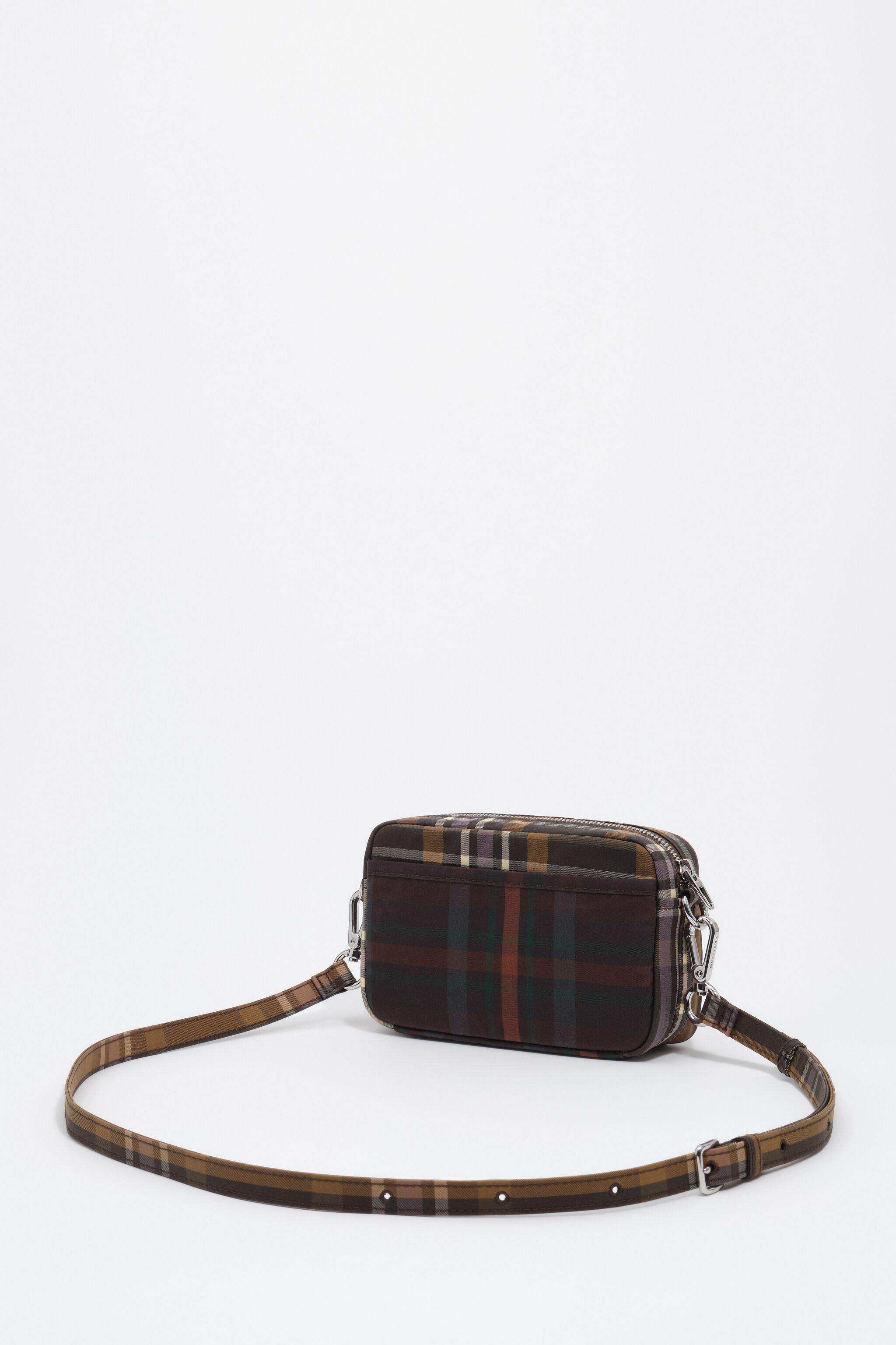 Small superwax chocolate and green tartan crossbody bag