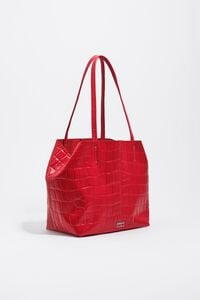Medium red leather shopper bag