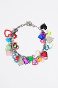 Collier cha&icirc;ne c&oelig;urs multicolores