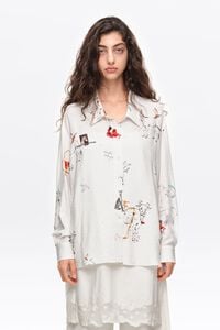 Animal chain collage low-cut shirt