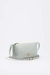Stone white leather mini crossbody bag