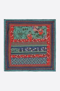 Red Ikat floral striped scarf