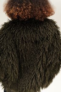 Short khaki fur jacket
