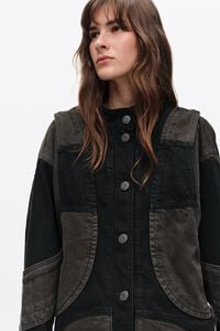Blus&atilde;o denim oversize bicolor