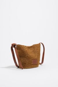 Small gold raffia-effect basket bag