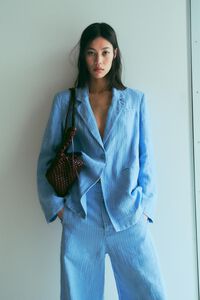 Chaqueta sastre lavada rayas azul claro