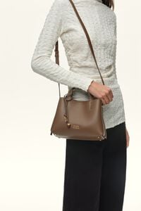 Bolso tote Chihuahua peque&ntilde;o piel marr&oacute;n dorado