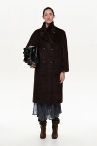 Brown midi faux fur coat