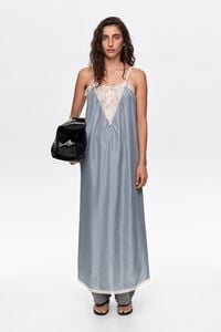 Light blue silk dress with lace straps