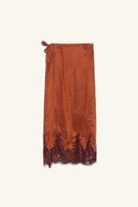 Toffee sarong skirt with lace detailing