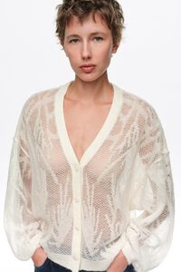 Ivory mohair openwork cardigan