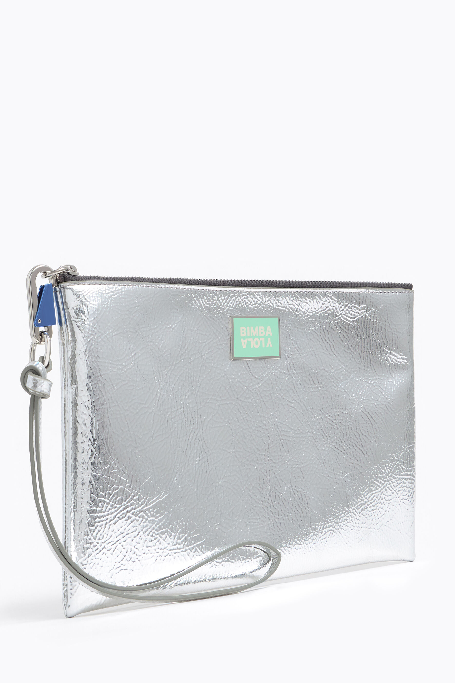 silver wristlet bag