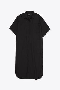 Black cotton embroidered shirt dress