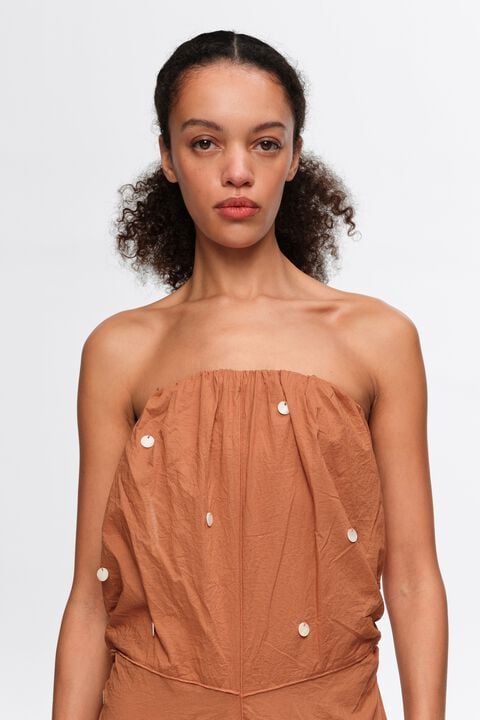 old navy brown sweater dress Acne Studios Toffee Brown Ruffle Strap Dress a20642