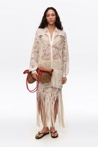 Large dark natural raffia-effect shopper bag