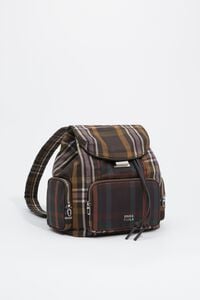 Mochila pocket grande algod&oacute;n tart&aacute;n chocolate verde