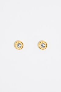 Pendientes logo y cristal dorados