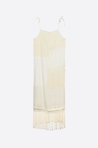 Cream patchwork dress with fringe details