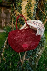 Medium red plaited leather shoulder bag