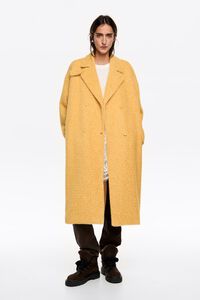 Yellow fur tailored coat