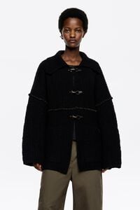 Black cardigan with metal hooks