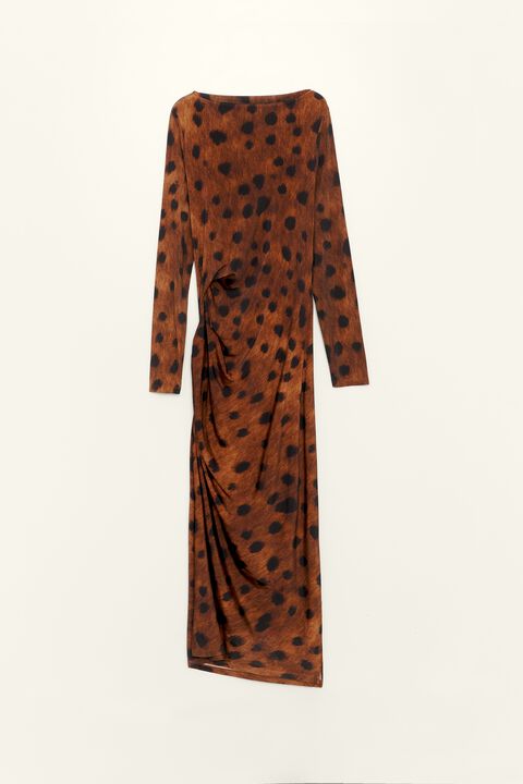 full sleeve long dress for ladies Lara Women's High Neck Gown - Fog Sleeve Length:38/39