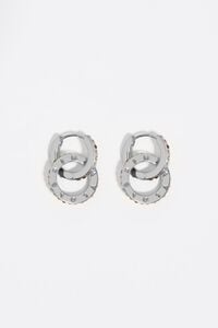 Silver logo double-hoop earrings