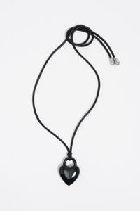 Collar cordón corazón candado negro