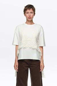 Camiseta top encaje superpuesto blanco