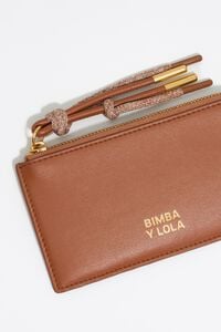 Tarjetero-monedero piel tostado