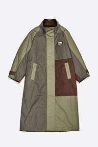 Khaki patchwork maxi trench