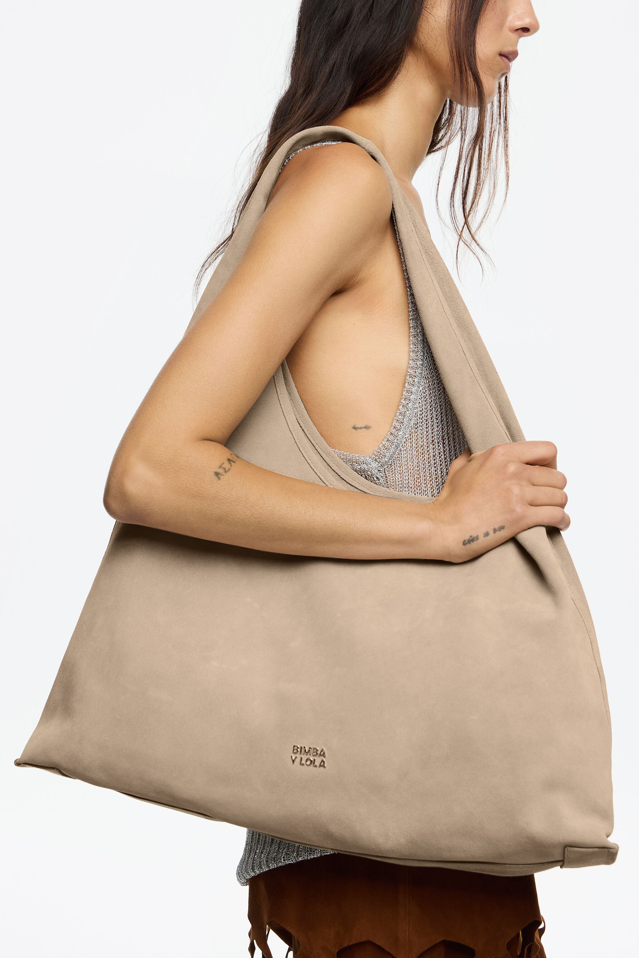 Sand suede maxi Bikini Paper bag