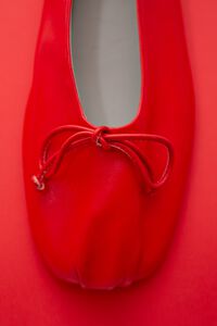 Red ruched leather ballerina