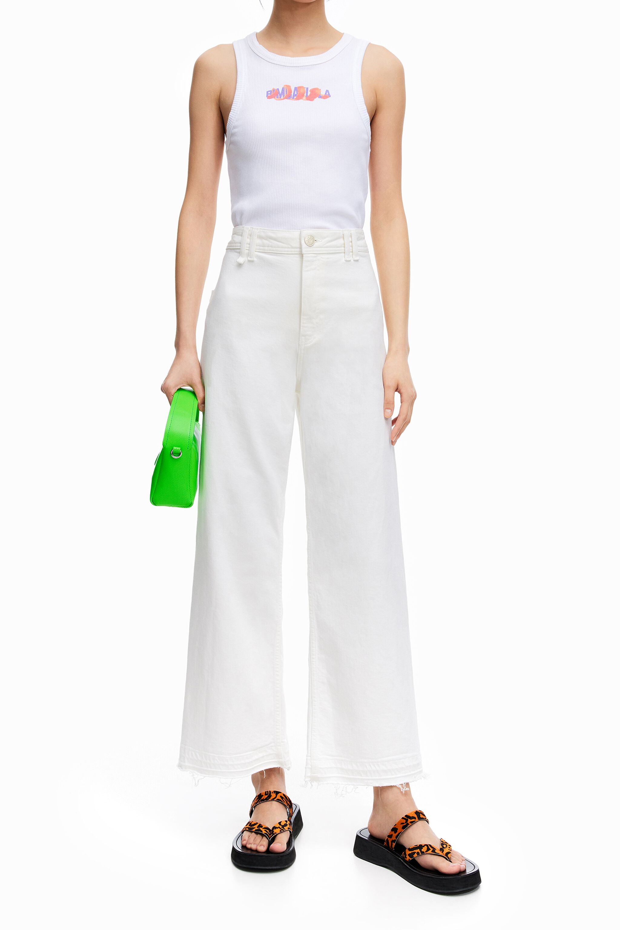 CULOTTE- Jeans culotte bianchi